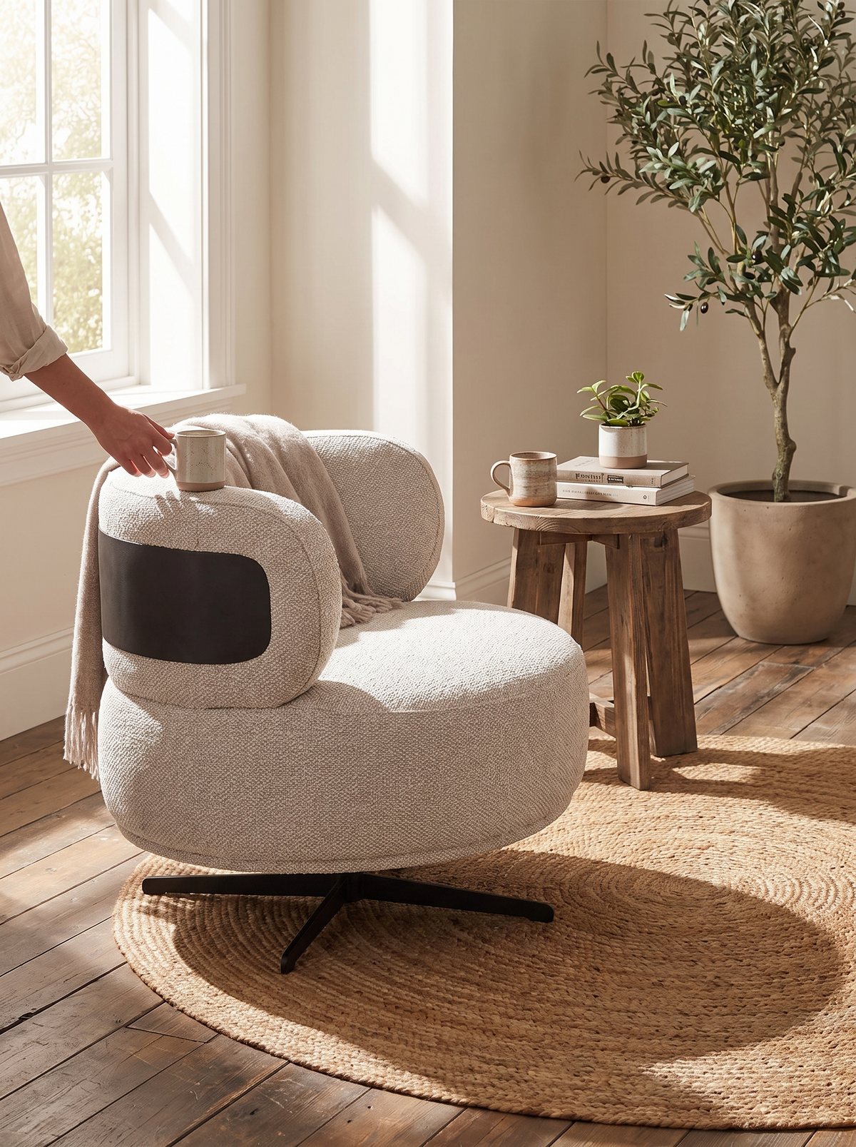 VUVO swivel chair full circle swivel lifestyle