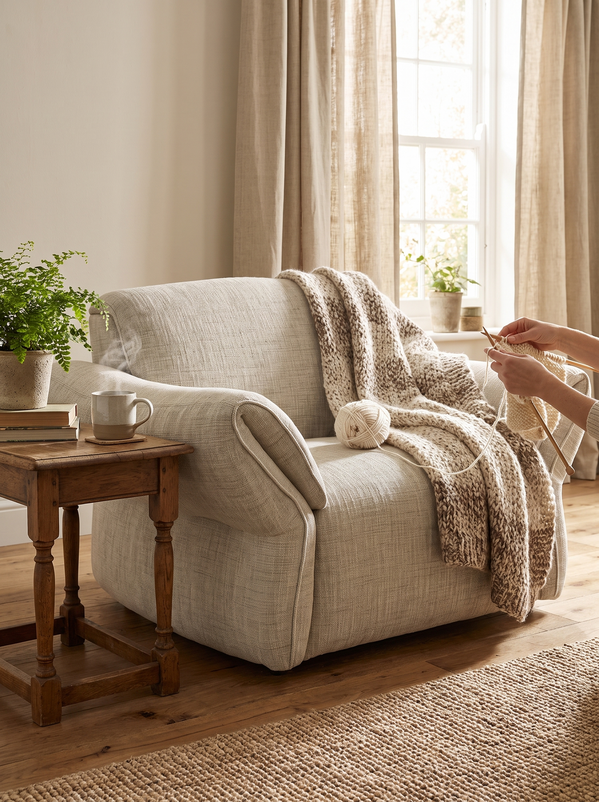 LUNAR 1 seater sofa stitching detail lifestyle