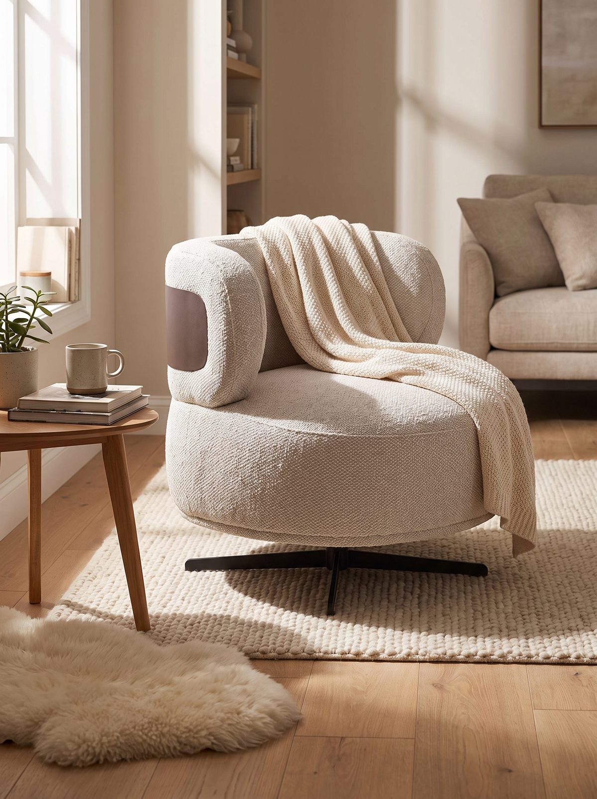 VUVO swivel chair soft boucle lifestyle