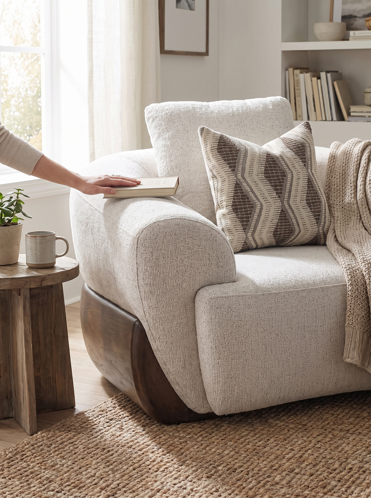 SWOOP sofa sculpted armrests lifestyle