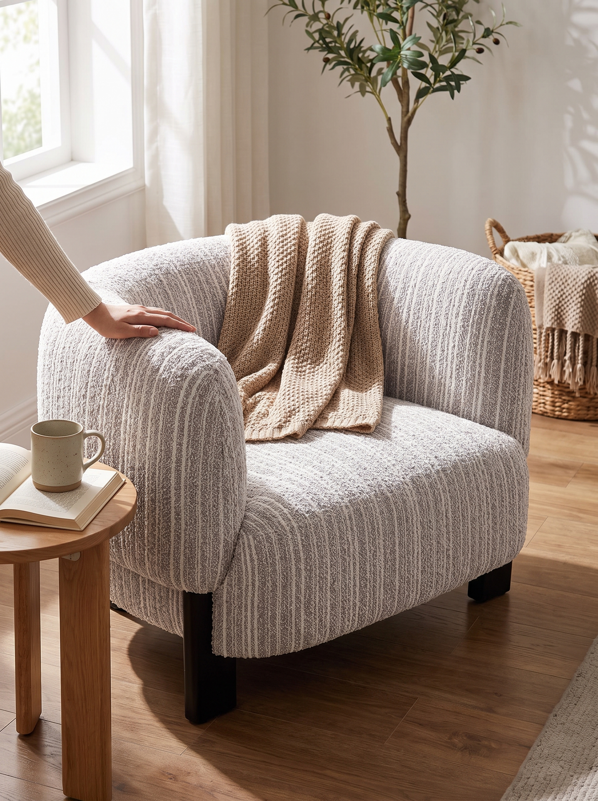 EMBRACE sofa rubber wood frame lifestyle