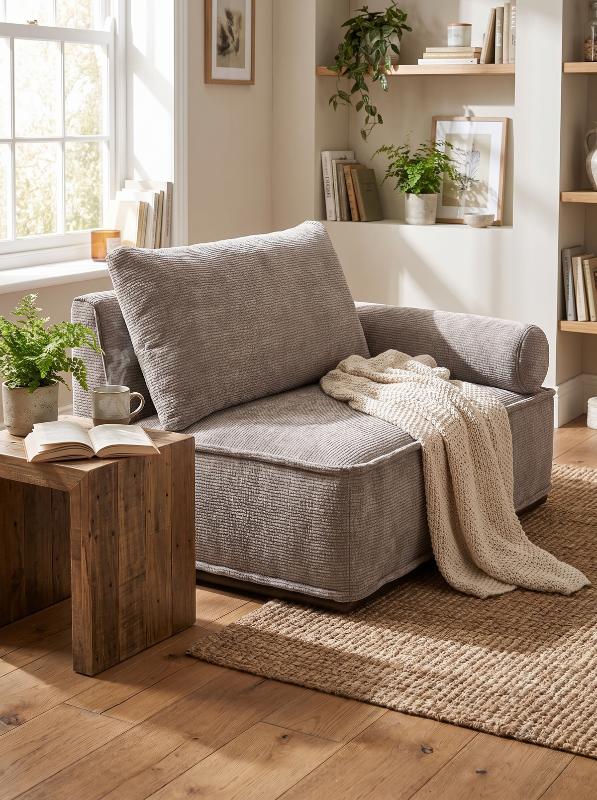 CORDY corner module velvet texture lifestyle