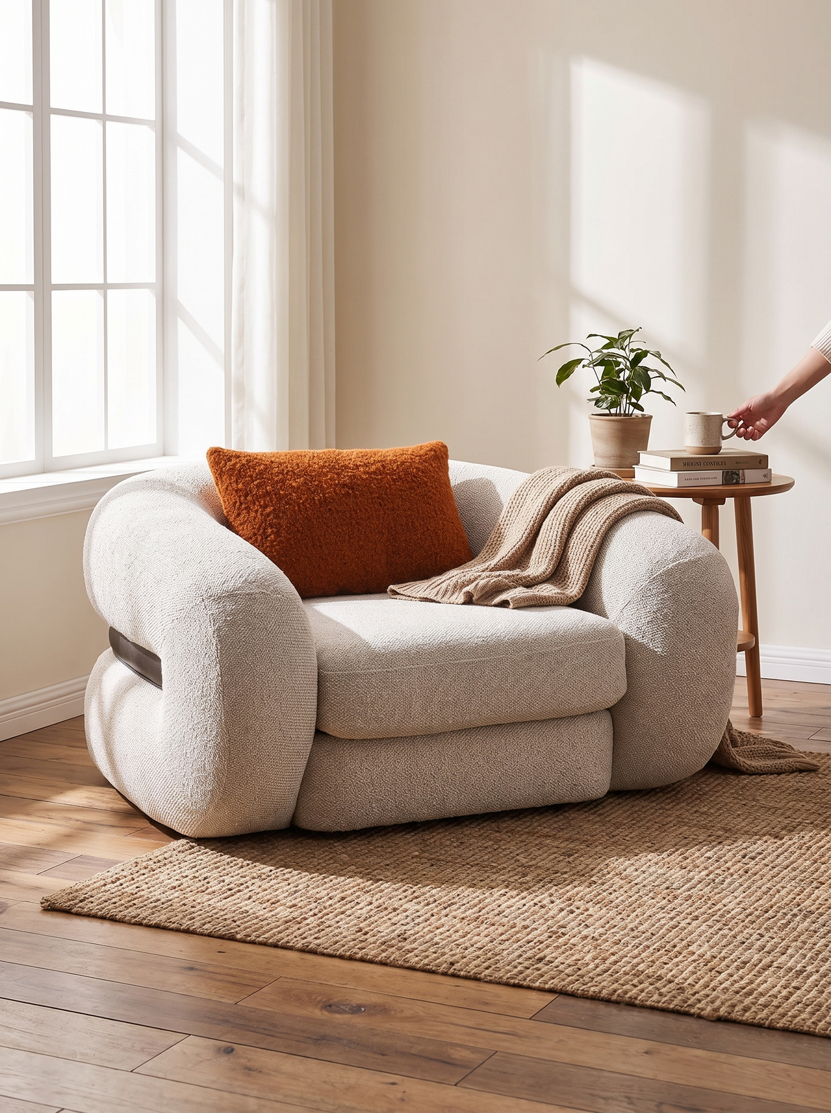CURLY armchair colourful cushions lifestyle