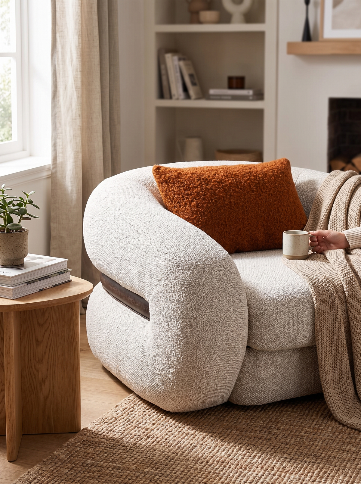 CURLY armchair cream boucle lifestyle