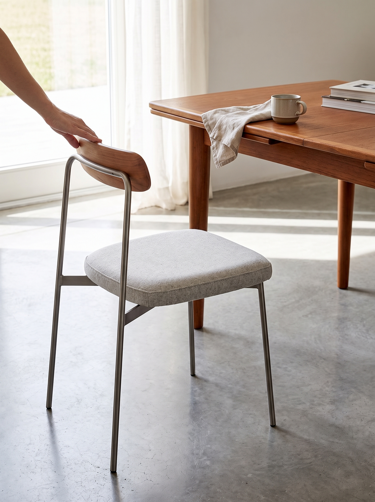 WIENER cherry dining chair bauhaus lines lifestyle