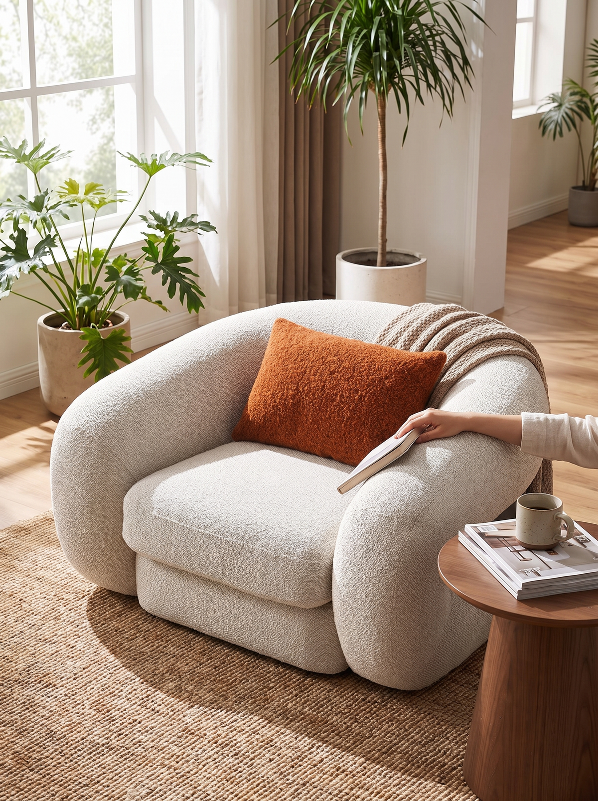 CURLY armchair relaxed lounging lifestyle