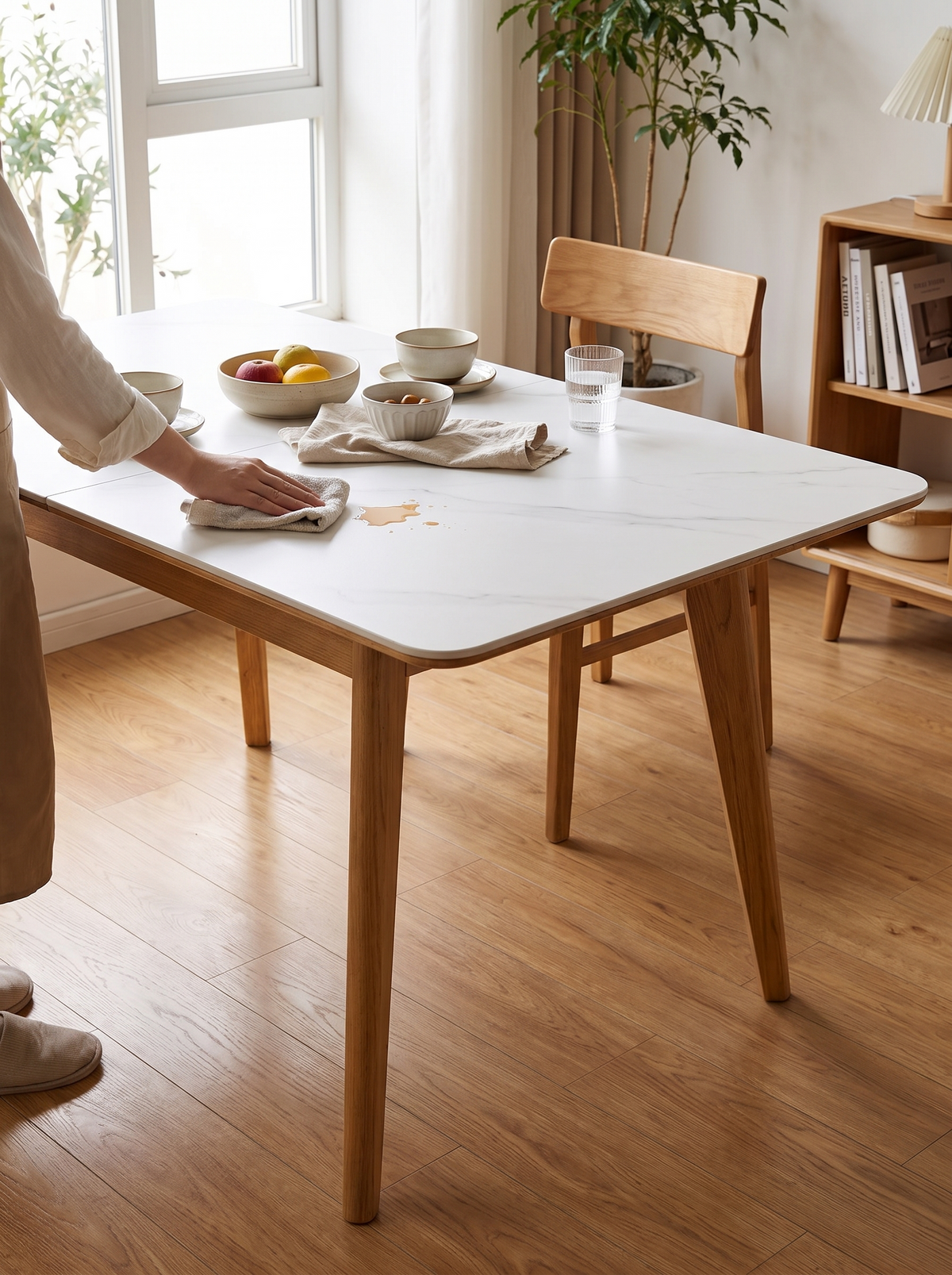 SHIFT extendable table wipe clean surface lifestyle
