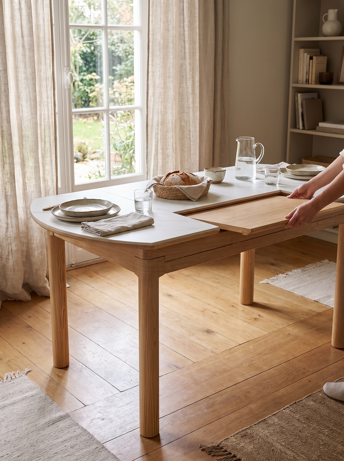 ORBIT round extendable table extended lifestyle