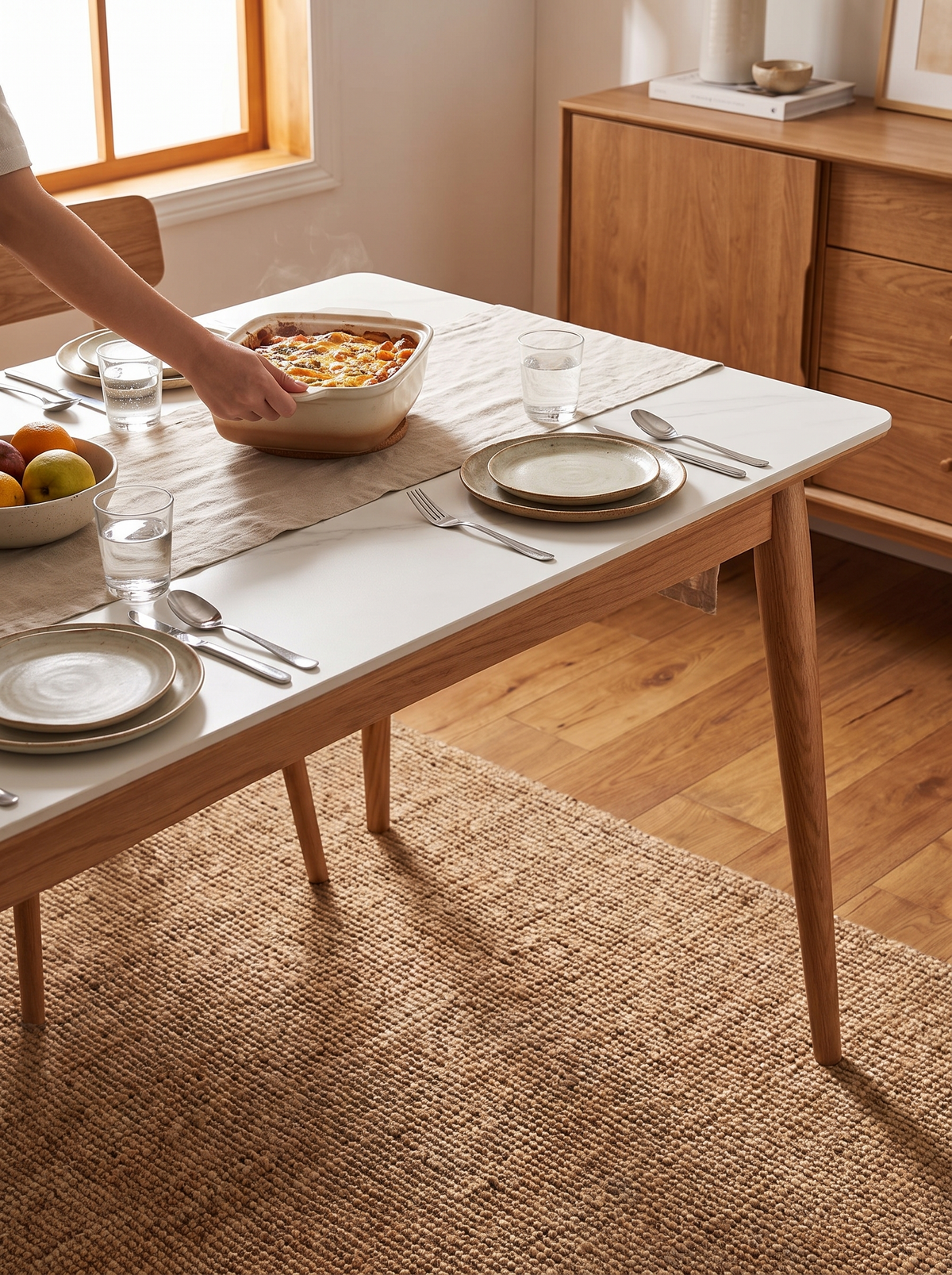 GREEN dining table sintered stone top lifestyle