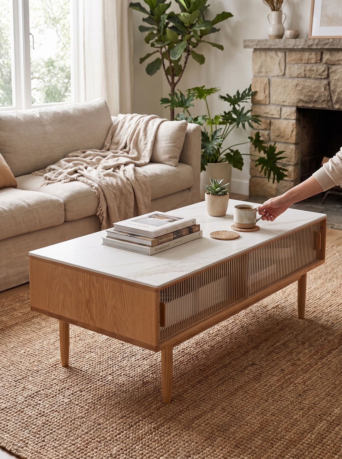 VISTA oak stone coffee table premium oak lifestyle