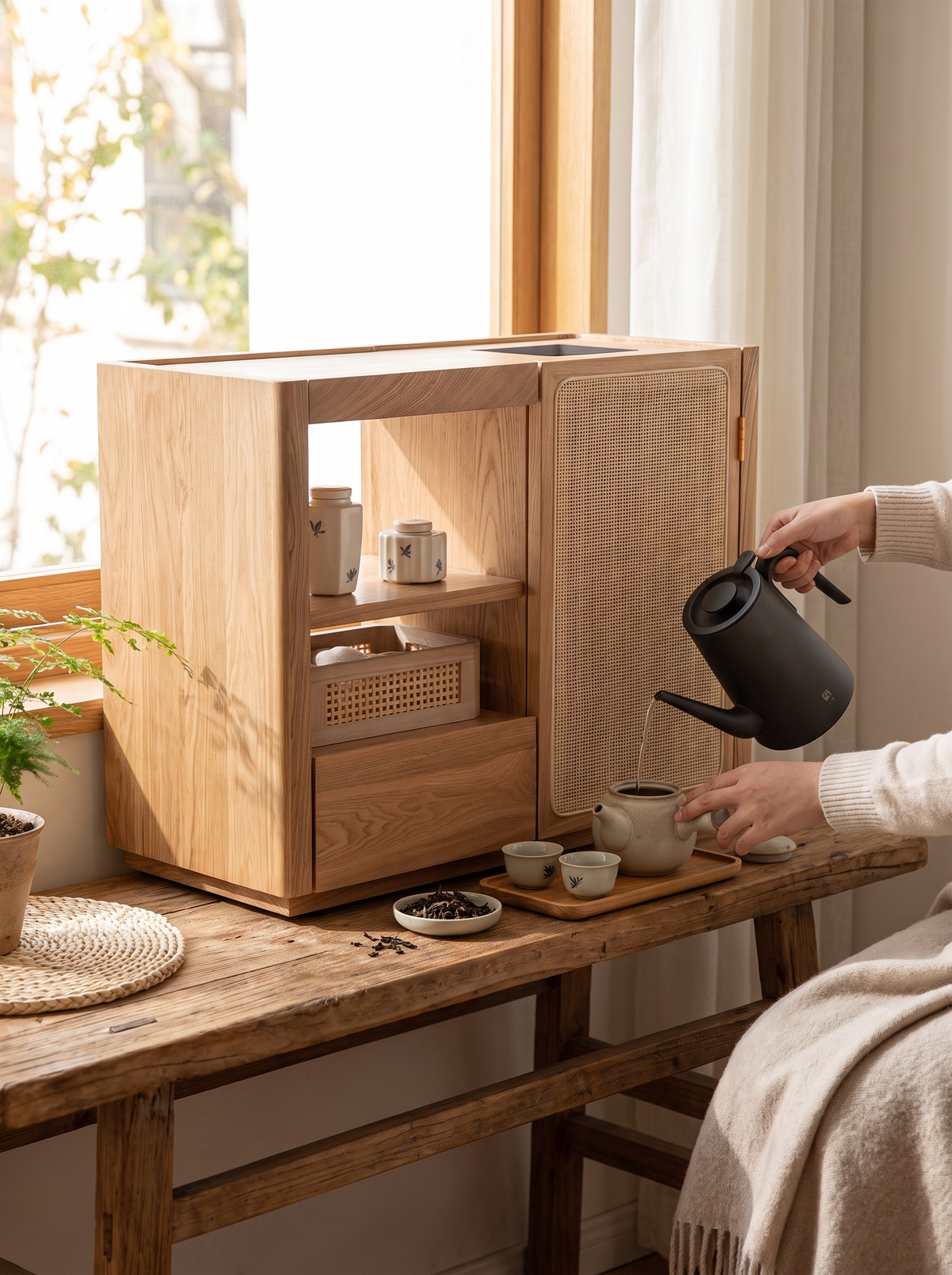 VINE tea side table tea storage lifestyle