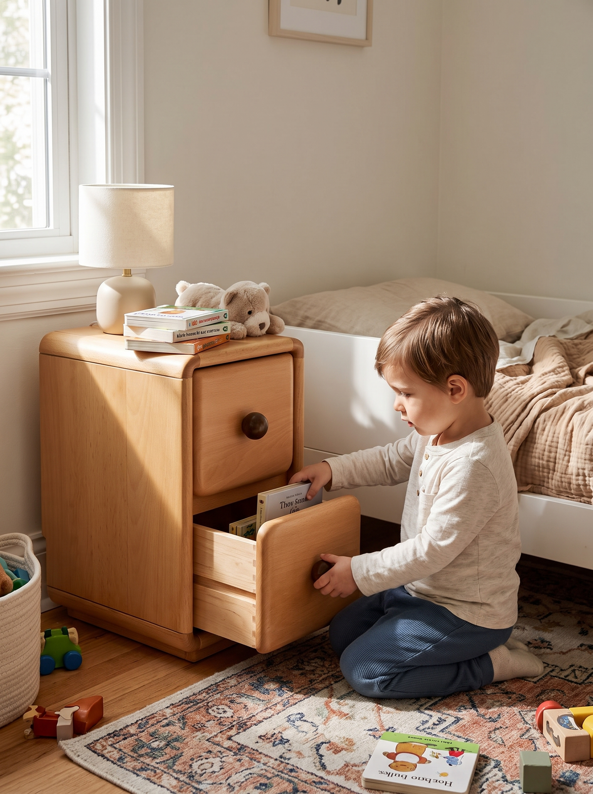 YUNAE kids side table at child height