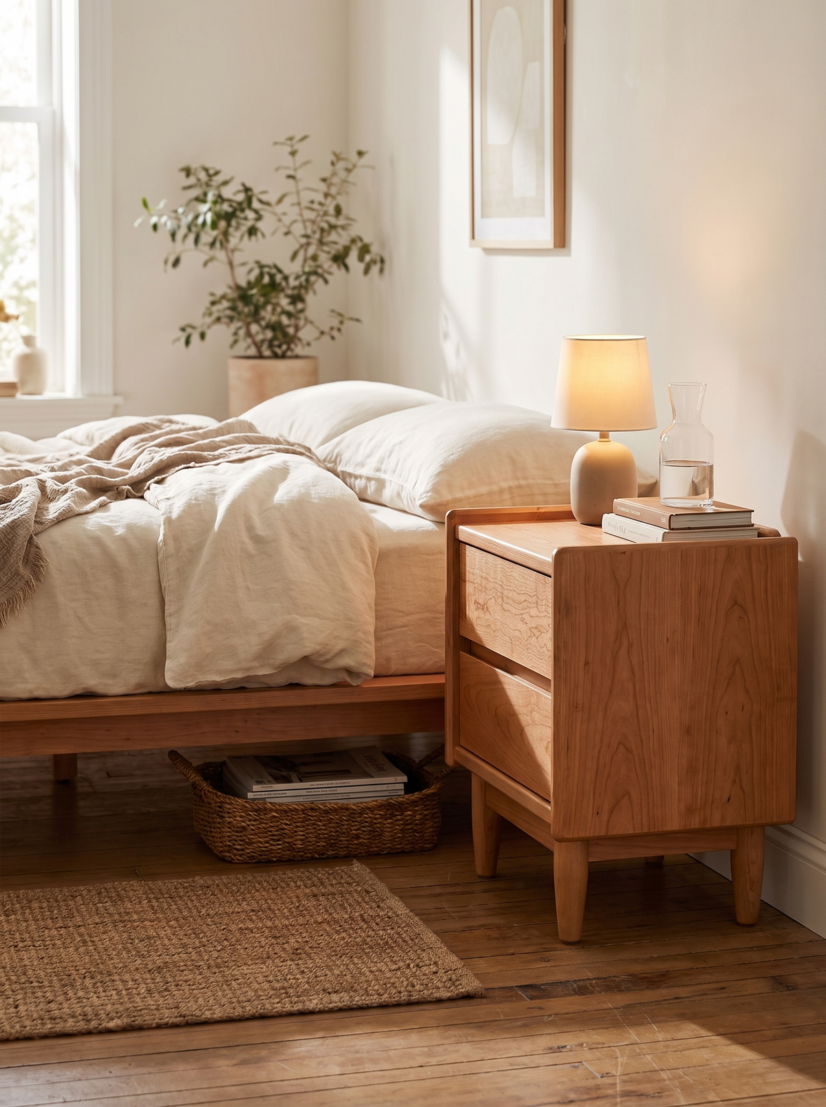 VISTA cherry side table slim footprint