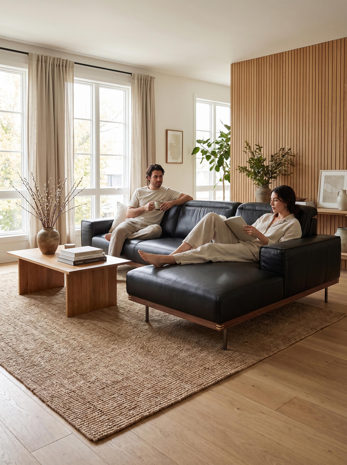 RIVER genuine leather japandi sofa