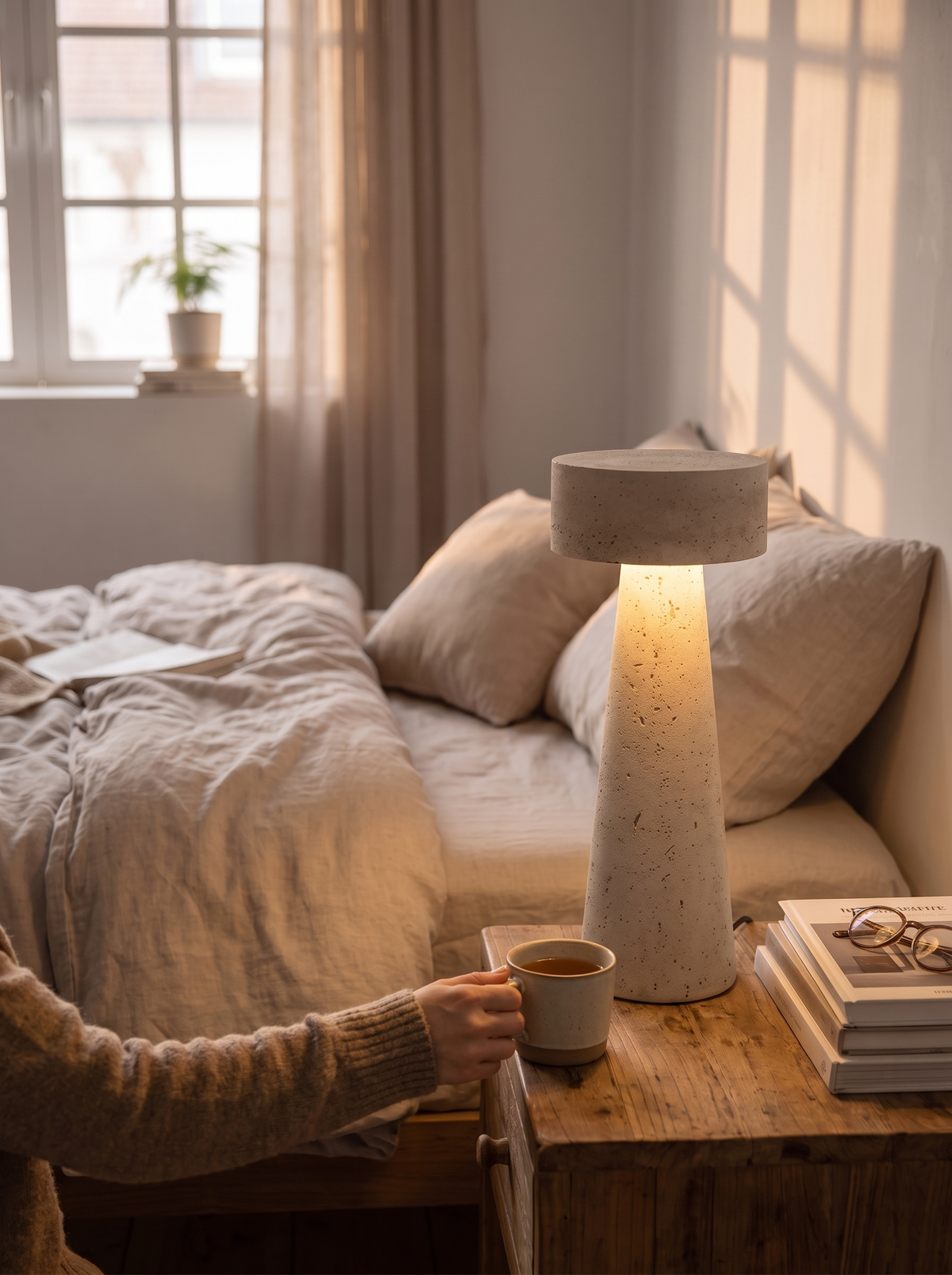 Catriona lamp warm light on stone