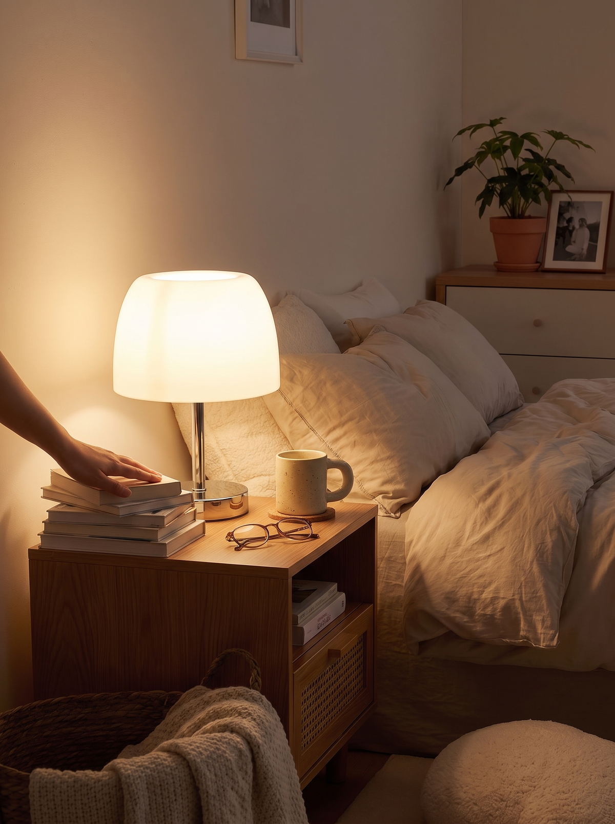 Deanna lamp on a narrow bedside
