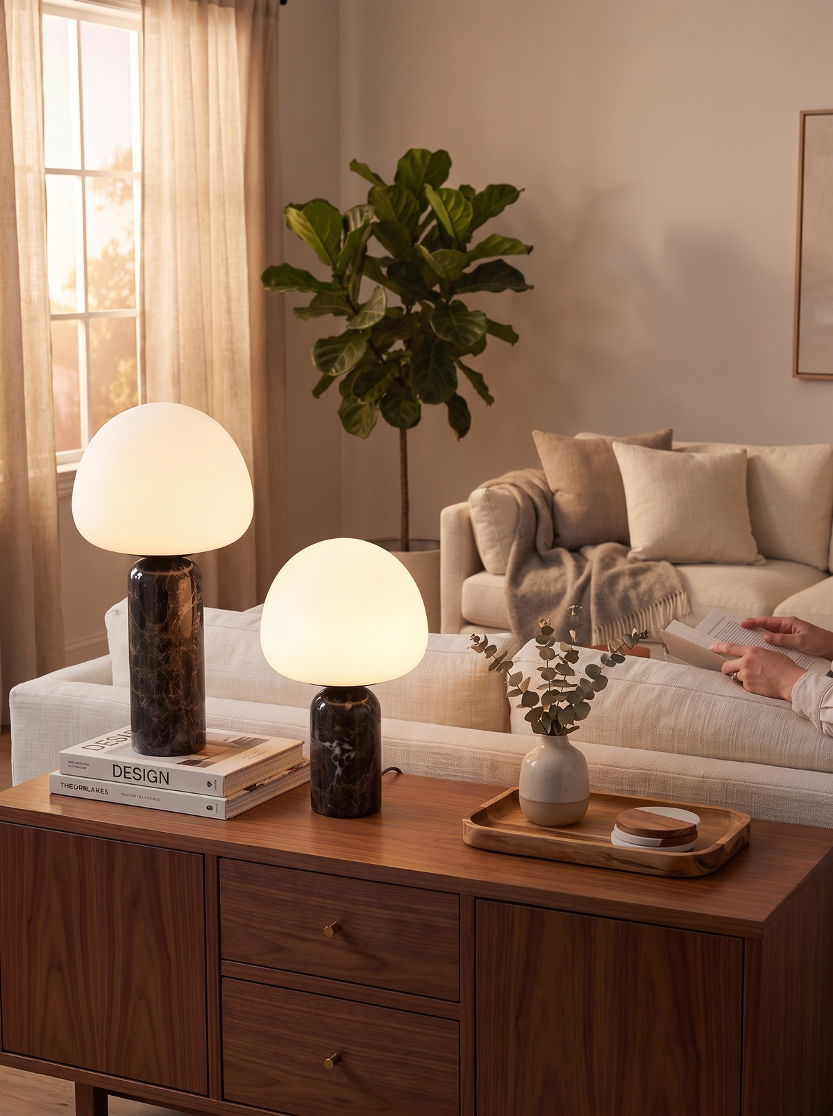 Donna lamp soft light across a room