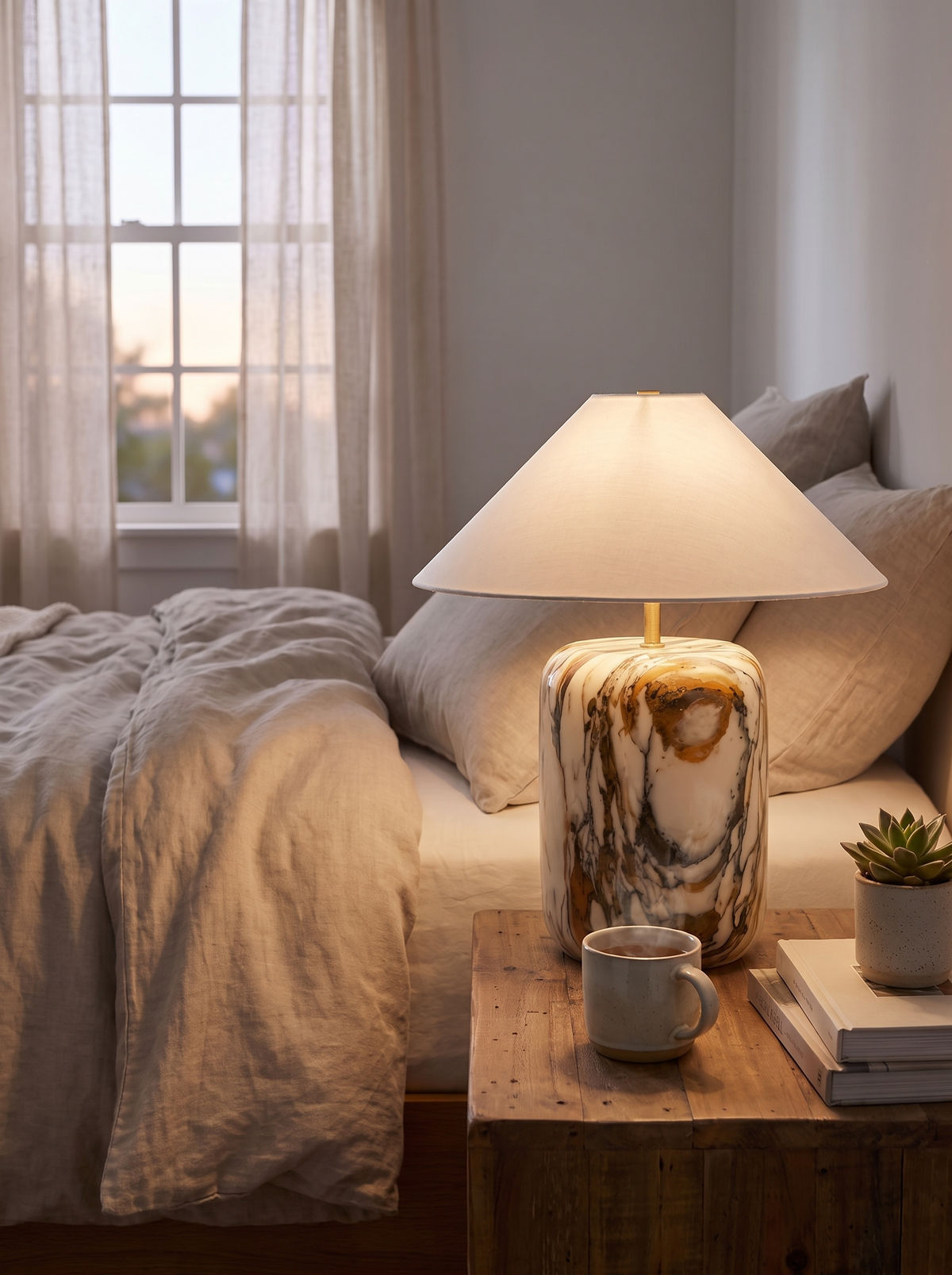 Johanne travertine lamp base