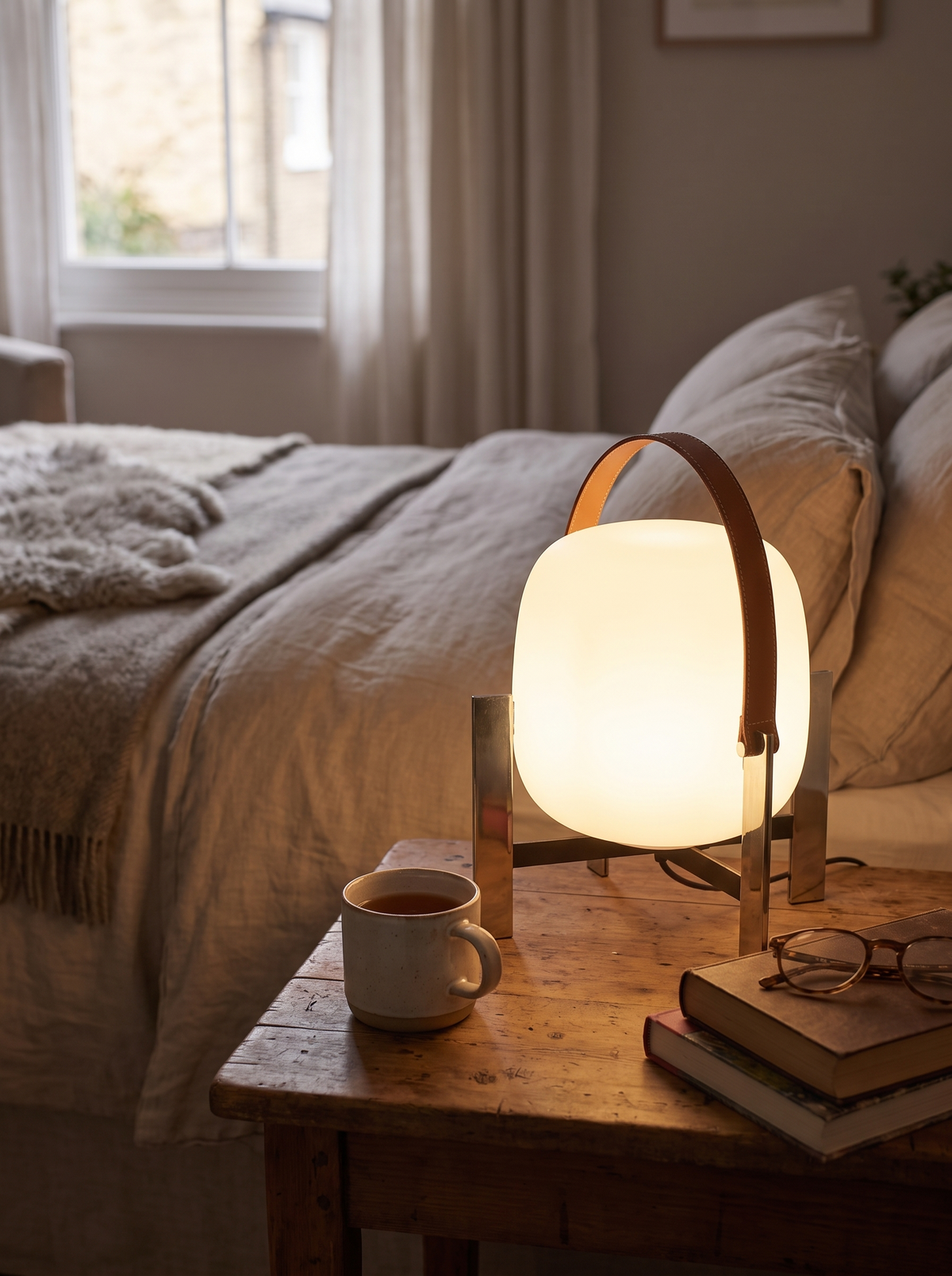 Luzia open box leather lamp