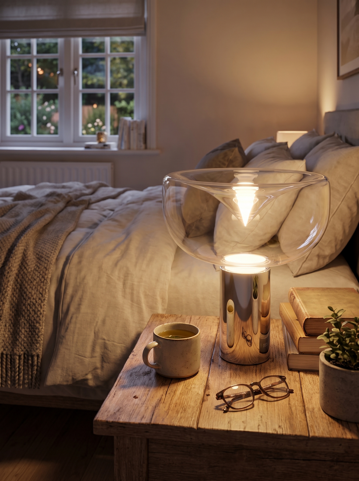 Maloi glass lamp glowing