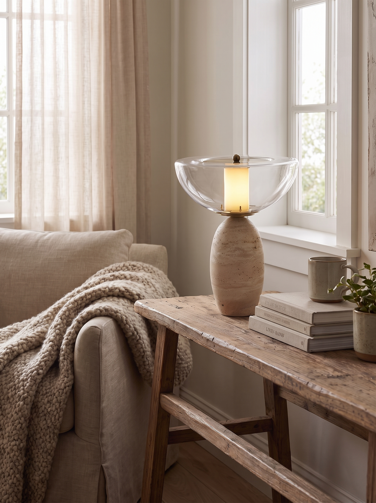 Mariven Travertine Table Lamp lifestyle 1