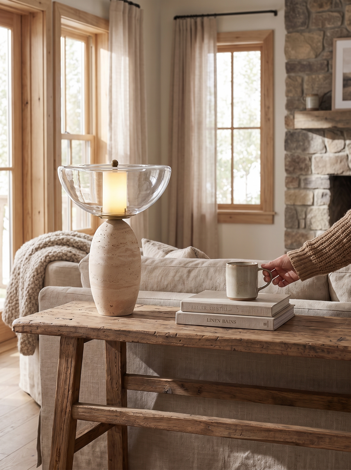 Mariven Travertine Table Lamp lifestyle 2