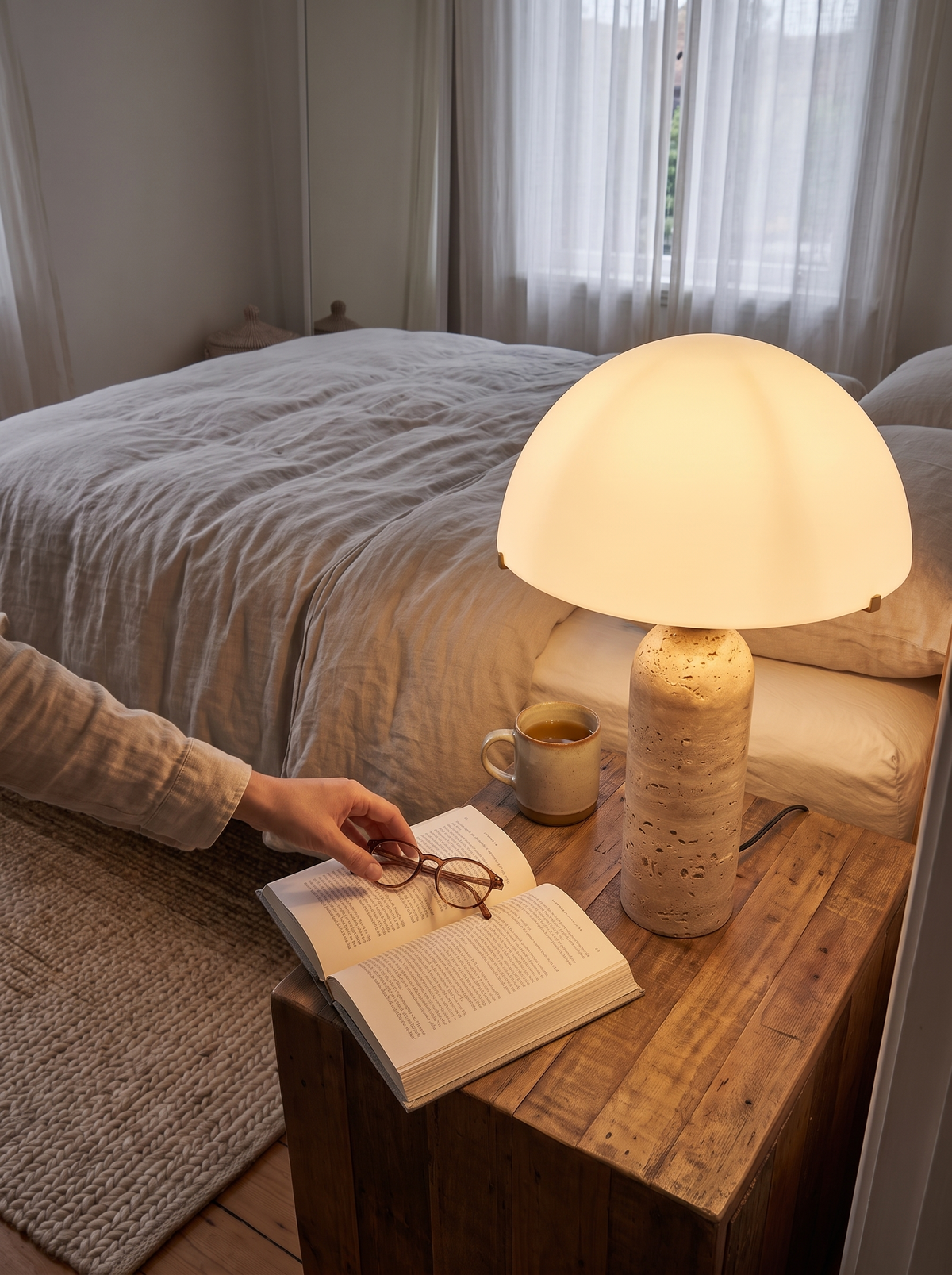 Oda Travertine Table Lamp lifestyle 2