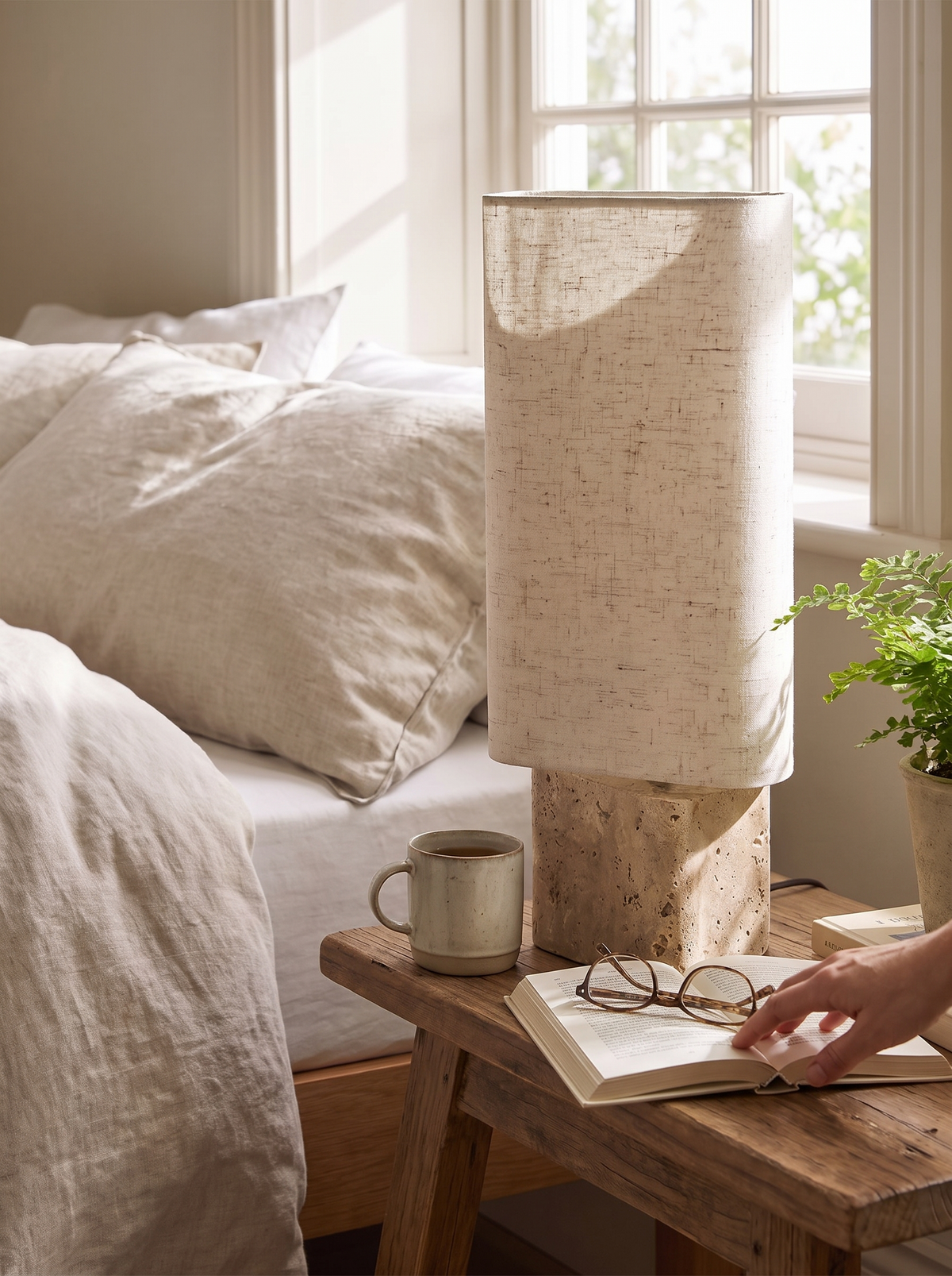 Velia Travertine Table Lamp lifestyle 3