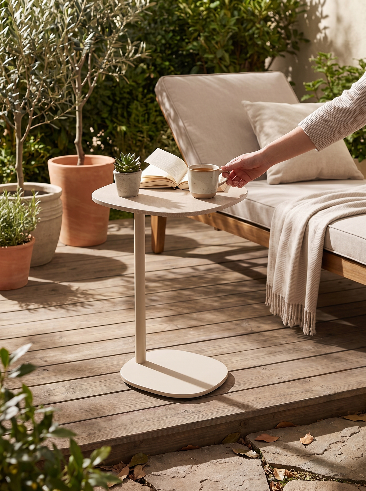 Saratoga Dune Aluminum Side Table lifestyle 2