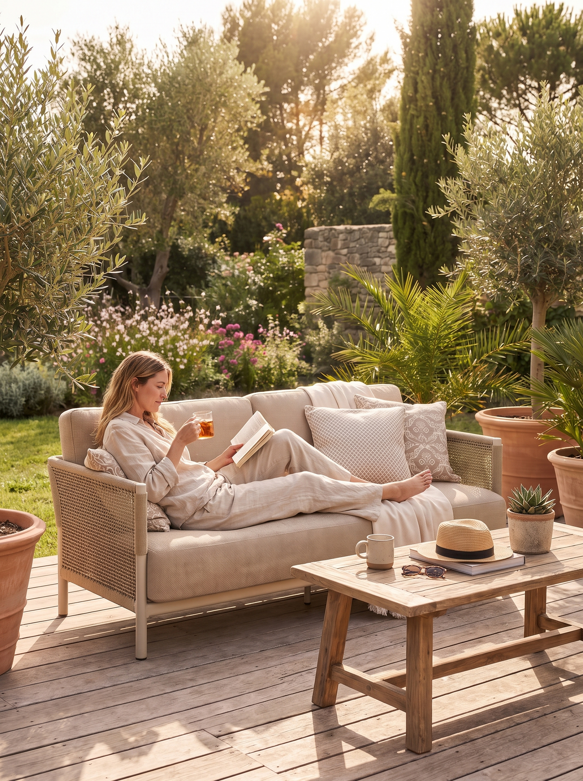 Saratoga Dune Aluminum Sofa lifestyle 1