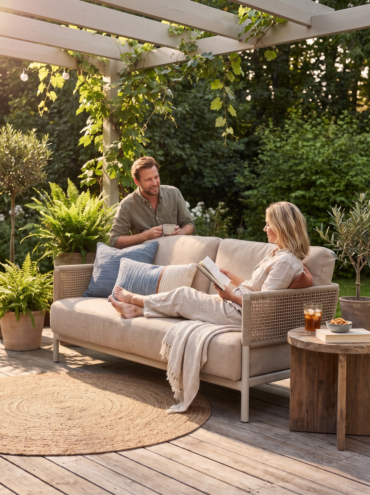 Saratoga Dune Aluminum Loveseat lifestyle 3
