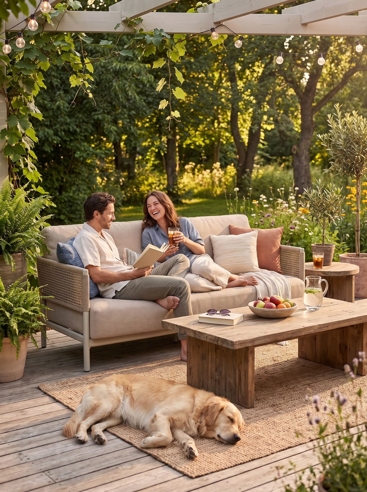 Saratoga Dune Aluminum Loveseat lifestyle 2