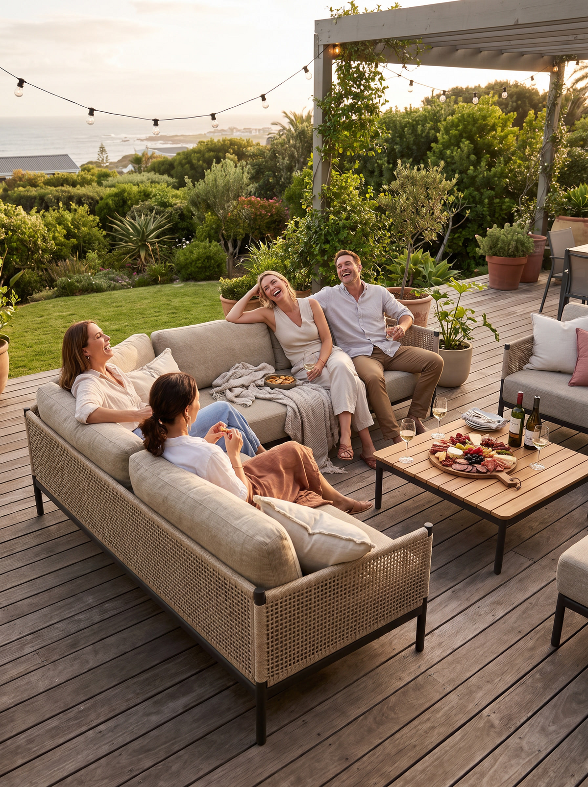 Saratoga Charcoal Aluminum Sofa lifestyle 3
