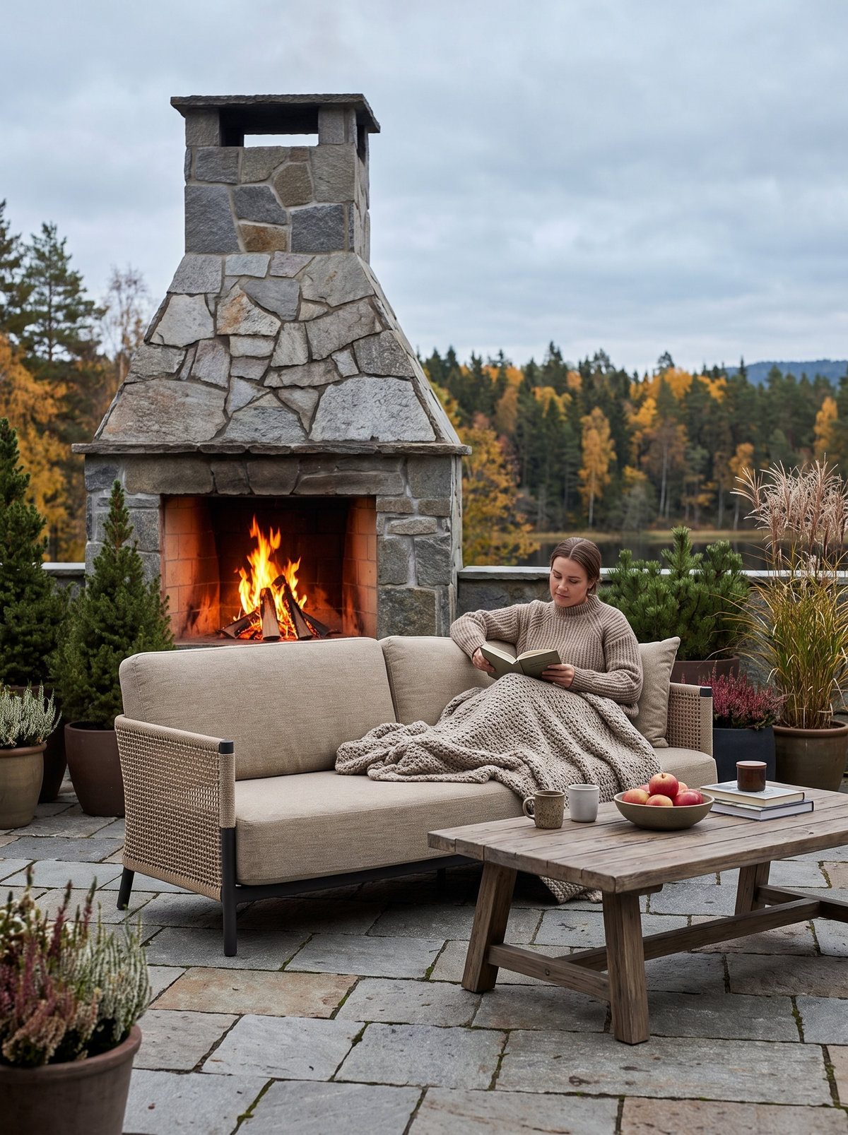 Saratoga Charcoal Aluminum Sofa lifestyle 2