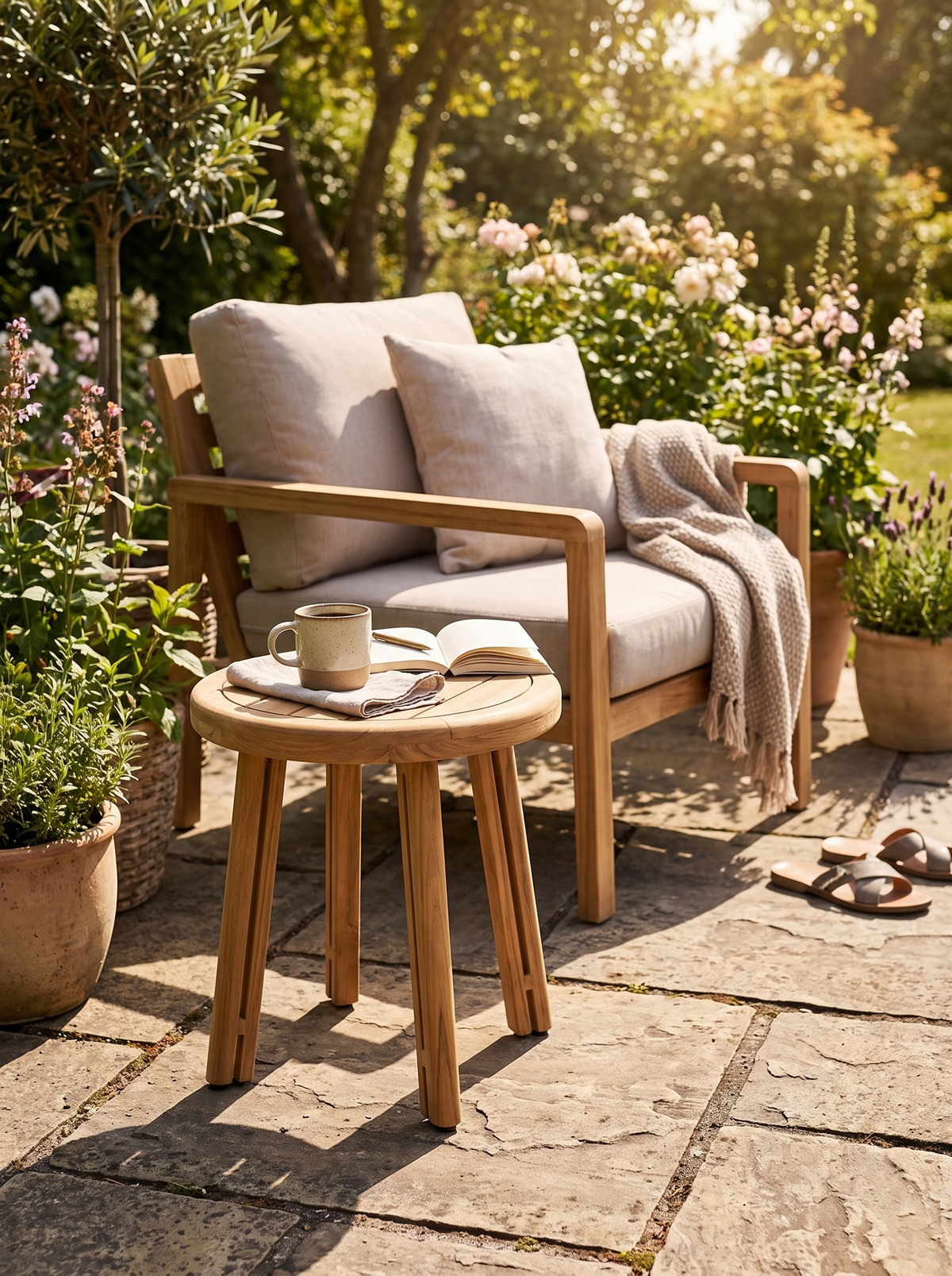 Ojai Teak Side Table lifestyle 1