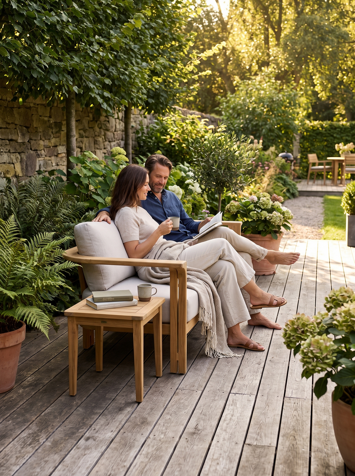Ojai Teak Loveseat lifestyle 1