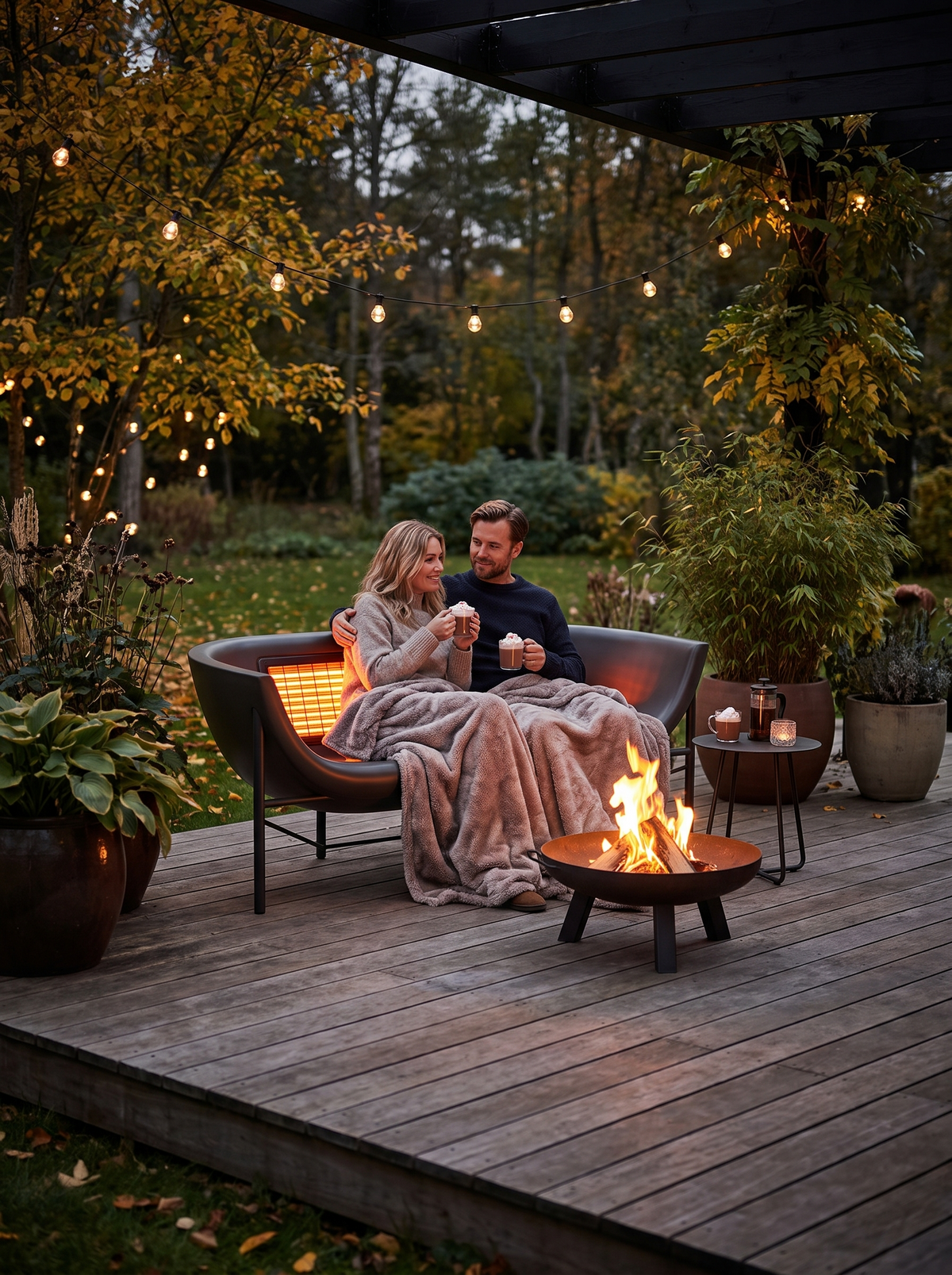 Kosmos Heated Charcoal Sofa lifestyle 1