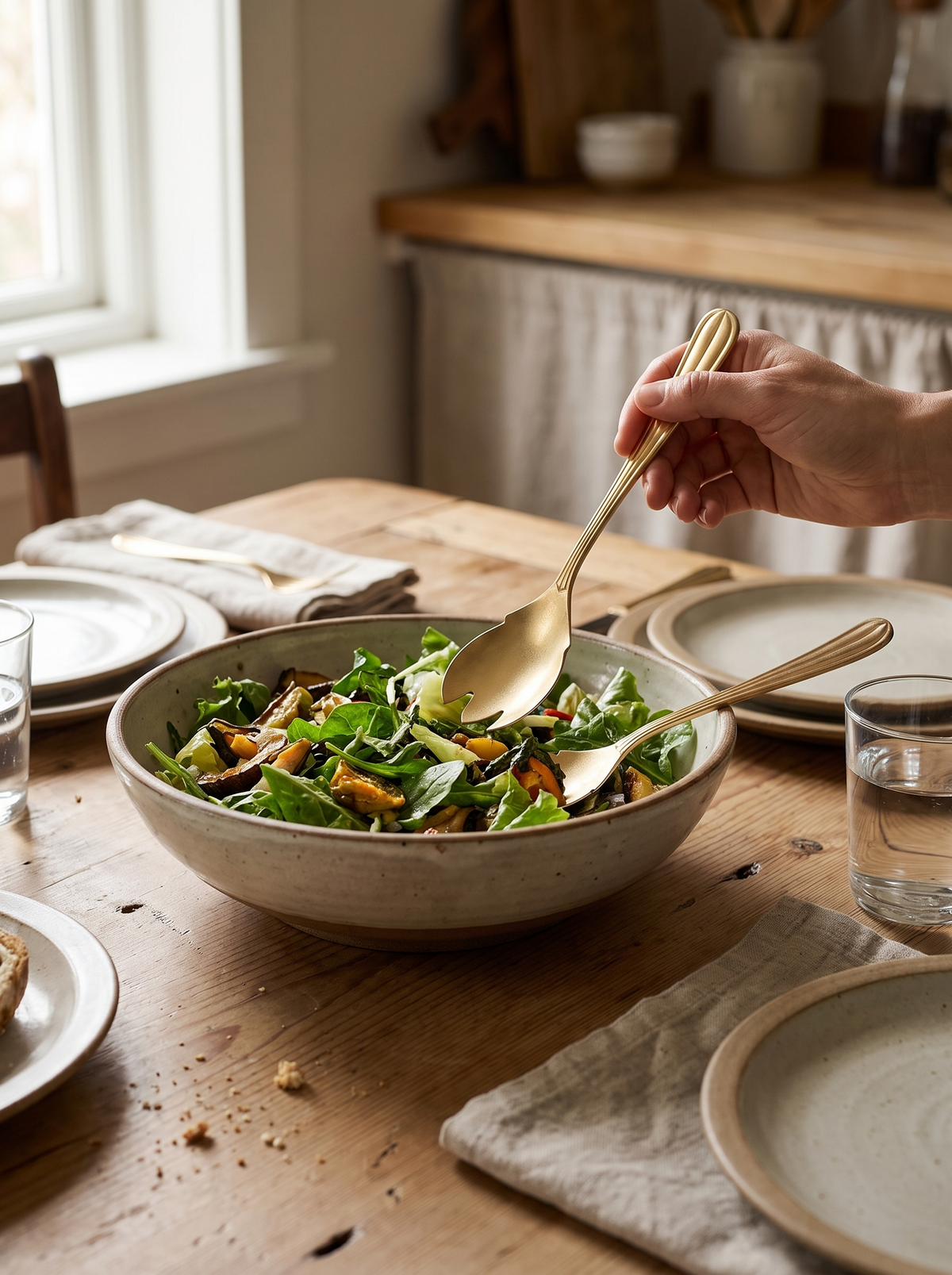 Crescent Fork and Spoon Serving Set lifestyle 1