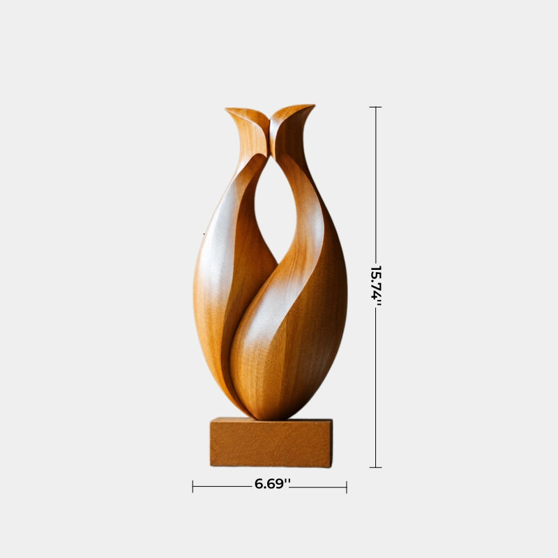 Hollow Abstract Wood Sculpture, material and finish close up