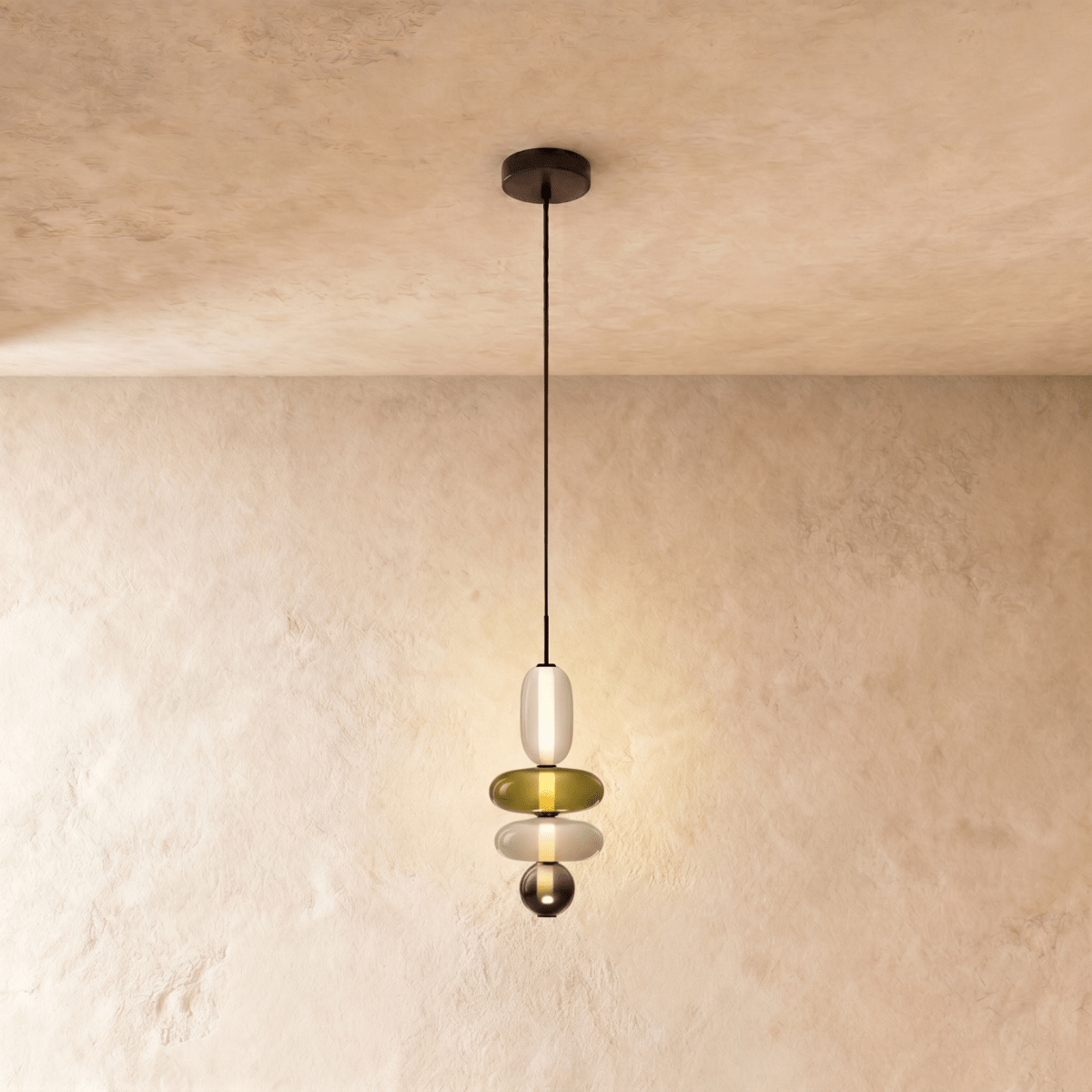 Horiz Metal Pendant Light, second full fixture front view