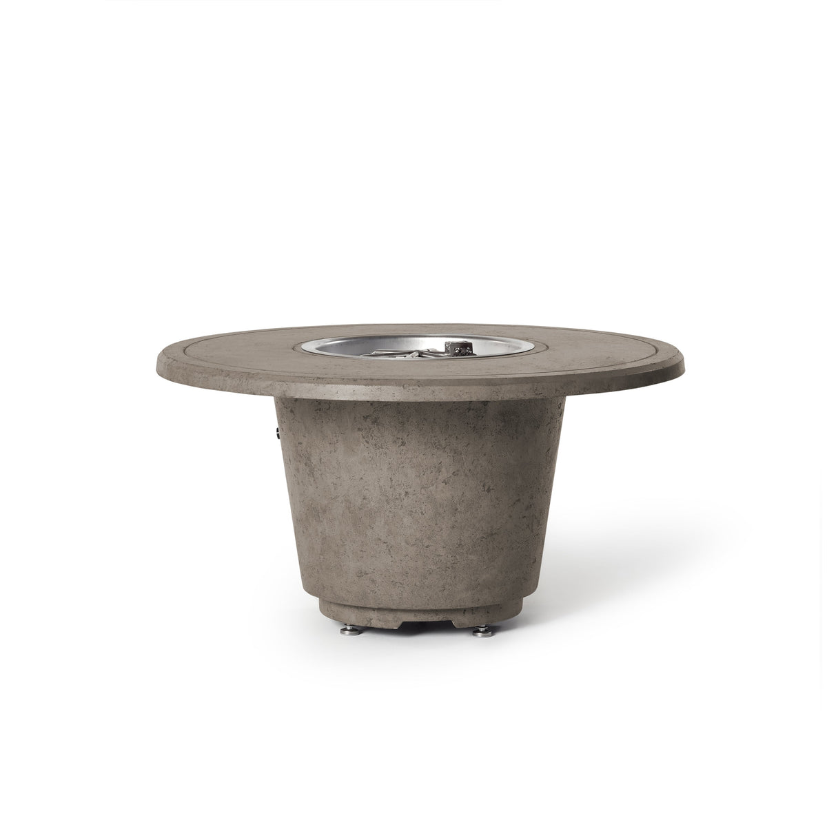 Indio Round Fire Table in Light Basalt, burner and surround detail