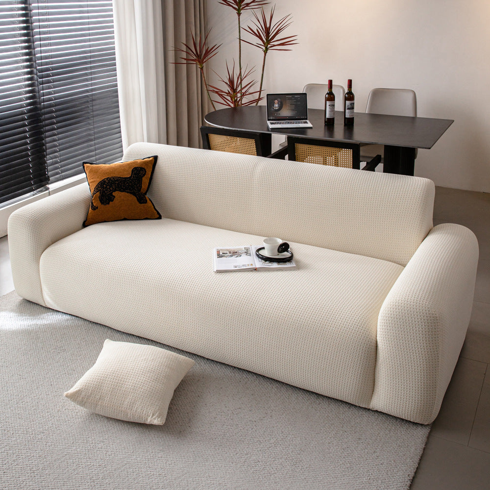 Jacquard Velvet Stretch Sofa Slipcover, edge and trim detail