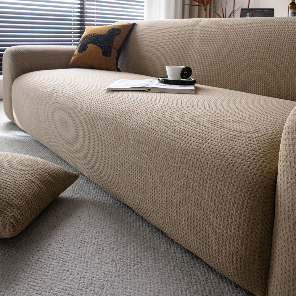 Jacquard Velvet Stretch Sofa Slipcover, second draped and styled view