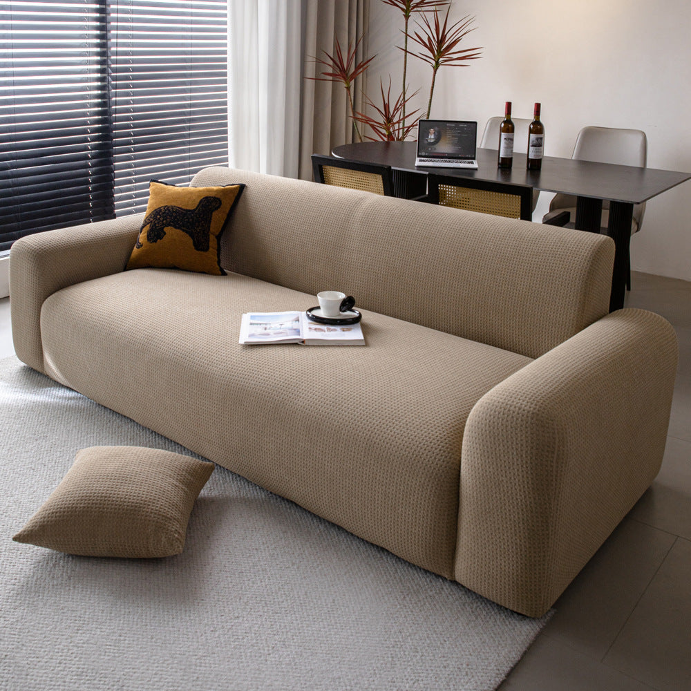Jacquard Velvet Stretch Sofa Slipcover, second corner and seam detail