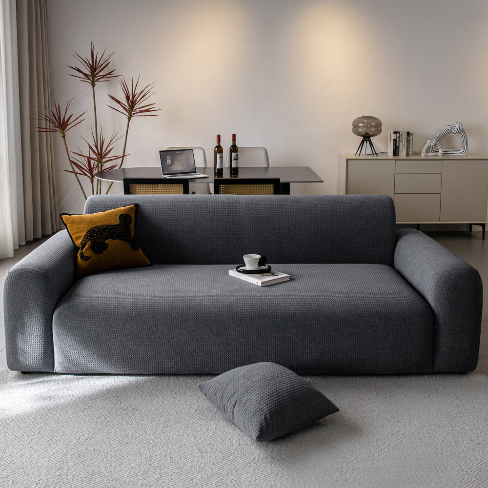 Jacquard Velvet Stretch Sofa Slipcover, second reverse side view