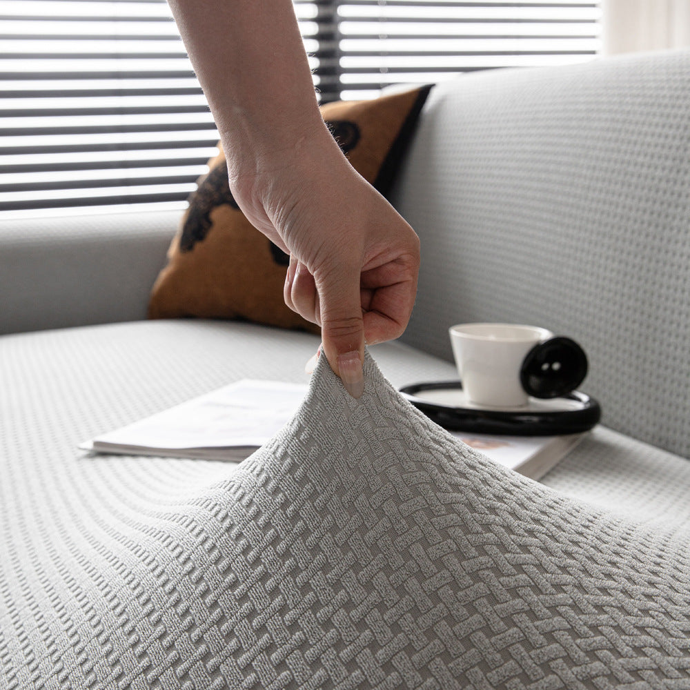 Jacquard Velvet Stretch Sofa Slipcover, weave texture close up