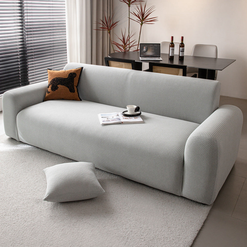 Jacquard Velvet Stretch Sofa Slipcover, corner and seam detail