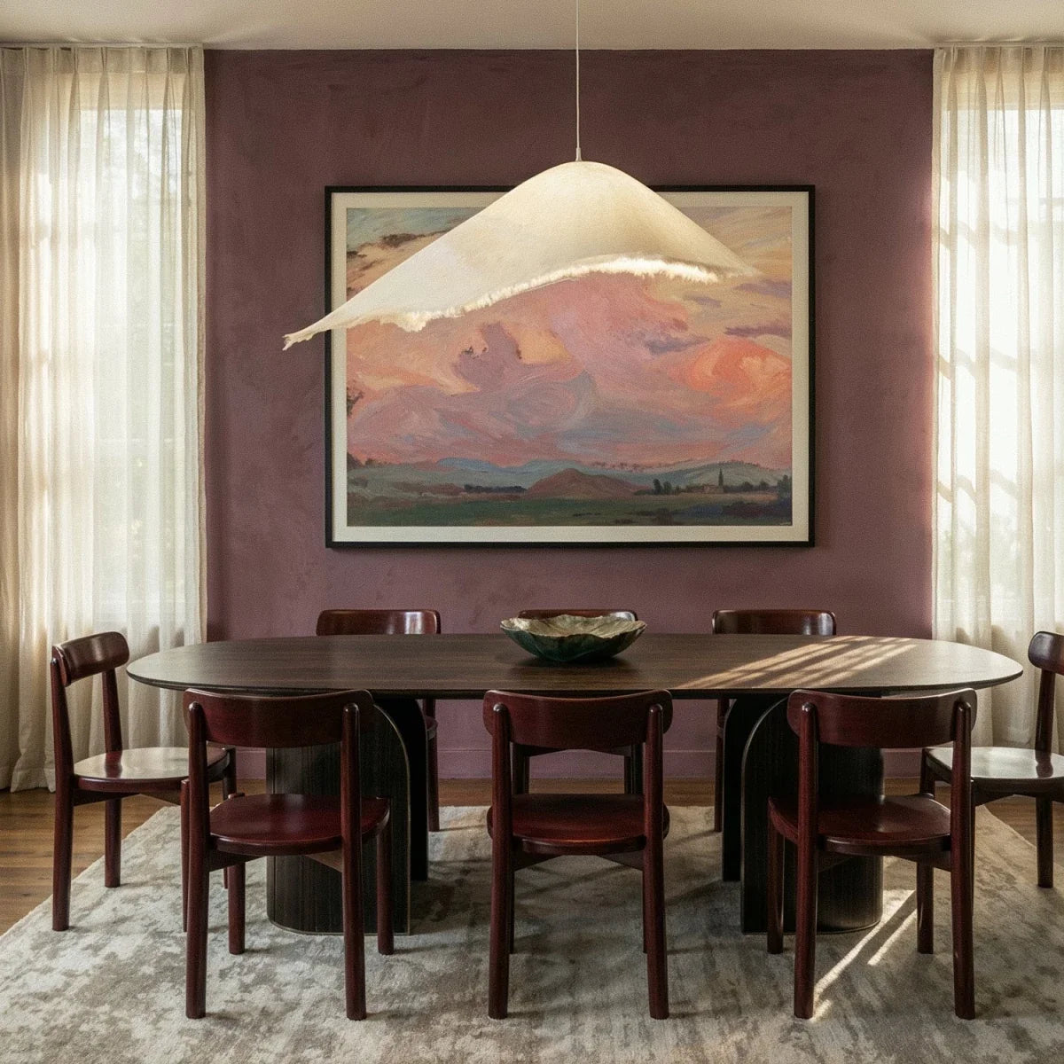 Jairo Metal Pendant Light, unlit profile view