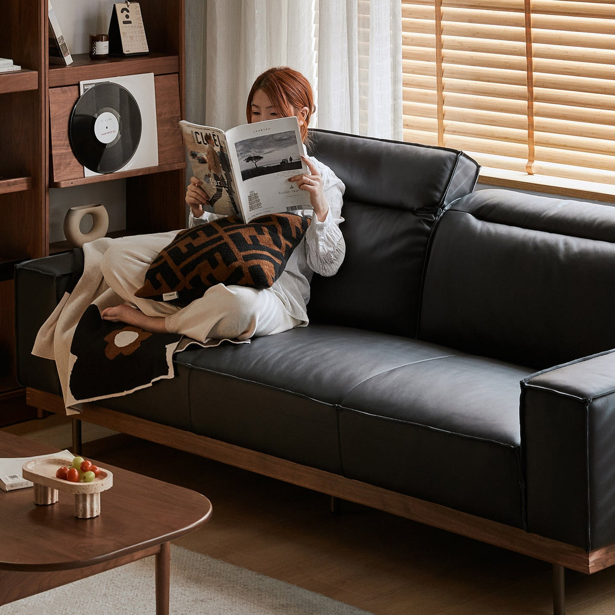 Japandi Genuine Leather L Shape Sofa 3+L  RIVER