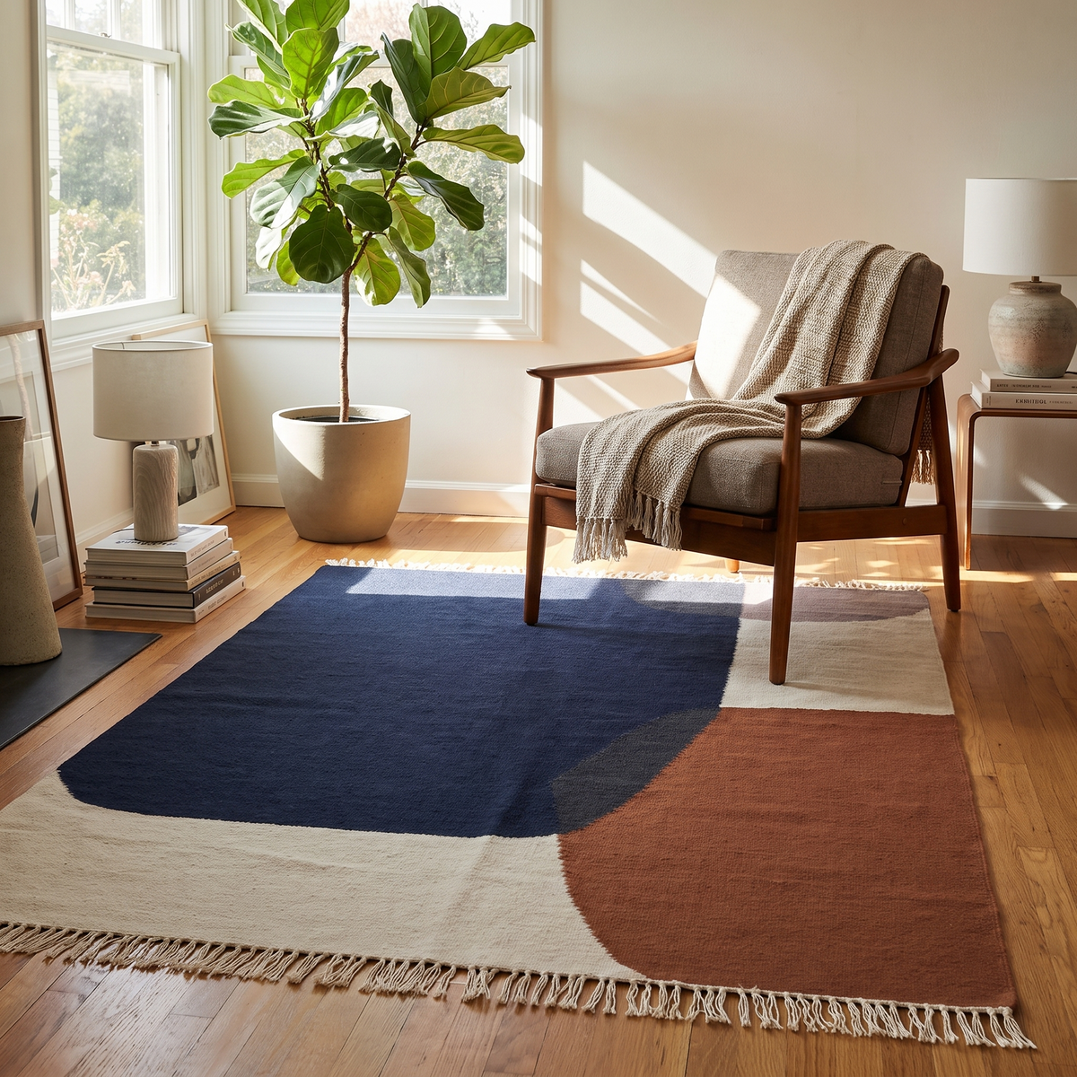 Kelim Rug, Medium - Merge, styled in a room setting
